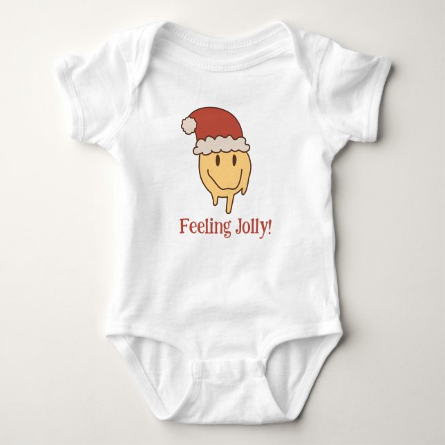 Funny Christmas Jolly Trippy Smile Santa Baby Bodysuit (Front)