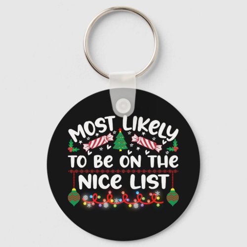 Funny Christmas Key Rings Nice List Quote Keychain