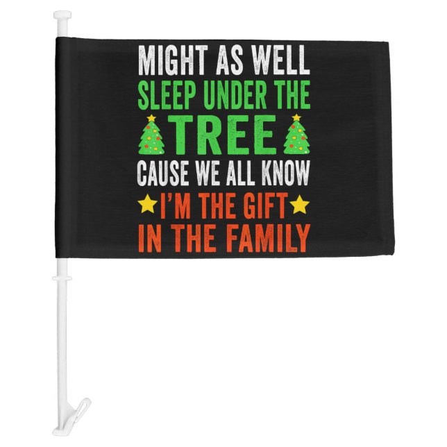 Funny Christmas Kids Christmas Pajamas Girls Boys Car Flag (Front)