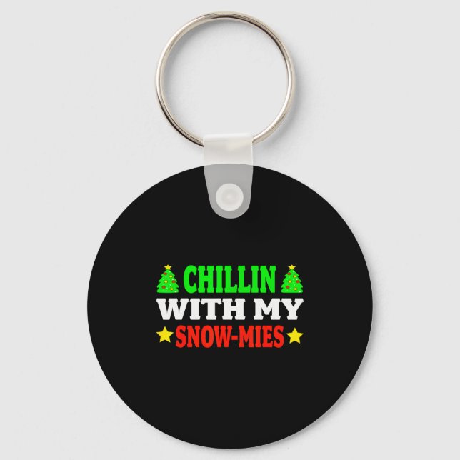 Funny Christmas Kids Christmas Pajamas Girls Boys  Keychain (Front)