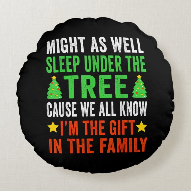 Funny Christmas Kids Christmas Pajamas Girls Boys Round Pillow (Front)