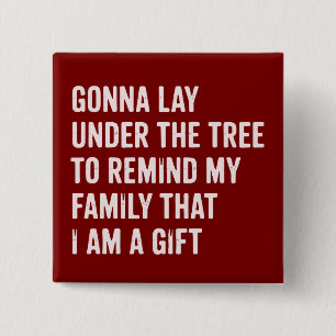 Funny Christmas Lay Under The Tree Xmas Gifts Button
