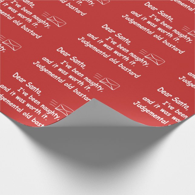 funny Christmas letter to Santa I've been naughty Wrapping Paper (Corner)