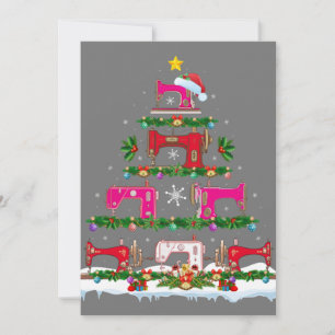 Funny Christmas Lighting Sewing Machine Christmas Invitation