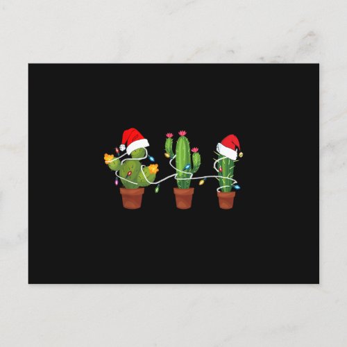Funny Christmas Lights Cactus Santa Hat Cactus Lov Postcard
