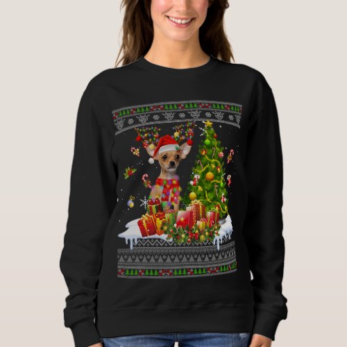 Funny Christmas Lights Chihuahua Dog Funny Xmas Ug Sweatshirt