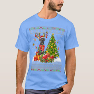 Funny Christmas Lights Great Dane Funny Xmas Ugly T-Shirt