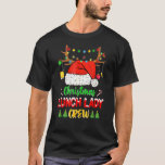 Funny Christmas Lights Lunch Lady Crew Reindeer Sa T-Shirt