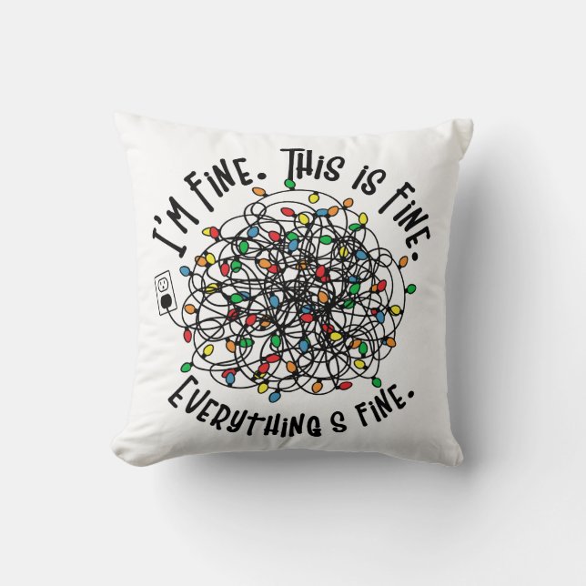 Funny Christmas Lights Saying Throw Pillow (Front)