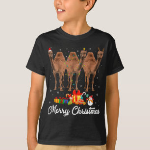 Funny Christmas Lights Xmas Pajama Camel Animals L T-Shirt