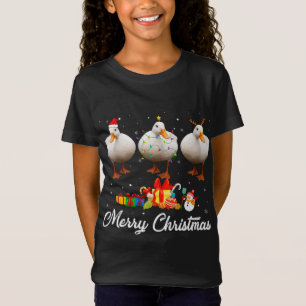 Funny Christmas Lights Xmas Pajama Duck Animals Lo T-Shirt