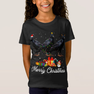 Funny Christmas Lights Xmas Pajama Raven Animals L T-Shirt