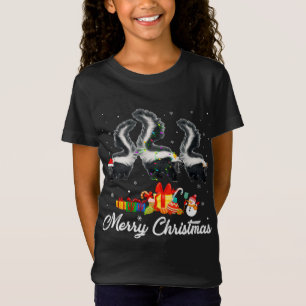 Funny Christmas Lights Xmas Pajama Skunk Animals L T-Shirt