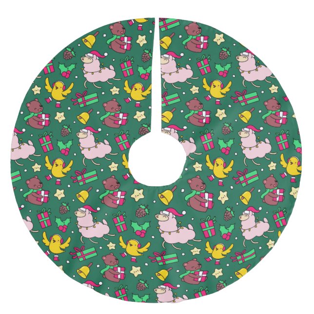 Funny  Christmas Llama Brushed Polyester Tree Skirt (Front)