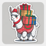 Funny Christmas Llama Design – “Fa La La Llama” Square Sticker