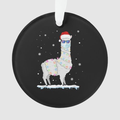 Funny Christmas Llama Mask 2020 Xmas Family Pajama Ornament