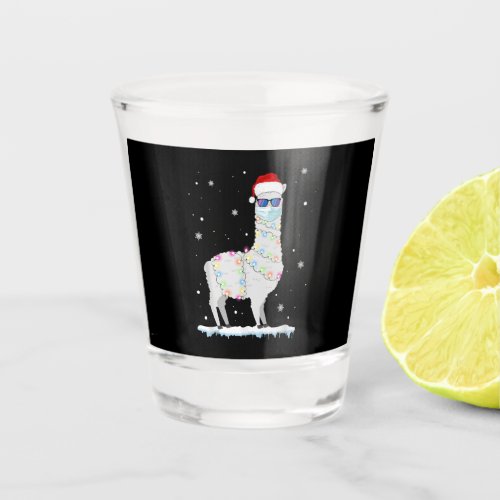 Funny Christmas Llama Mask 2020 Xmas Family Pajama Shot Glass