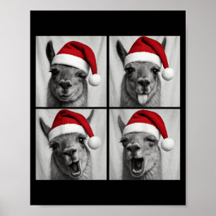 Funny Christmas Llama Santa Photo Booth Poster