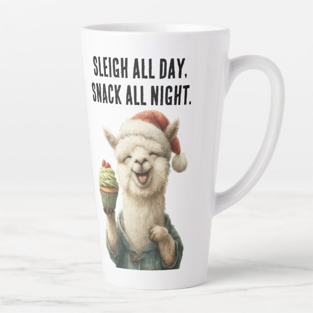 Funny Christmas Llama – Sleigh & Snack Latte Mug (Right)