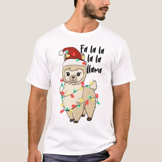 Funny Christmas Llama T-Shirt (Front)