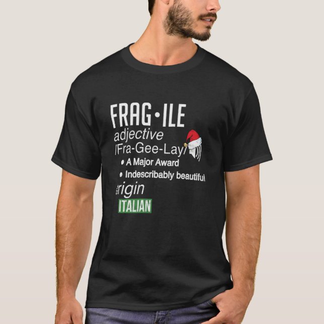 Funny Christmas Major Award Fragile Definition Lon T-Shirt (Front)