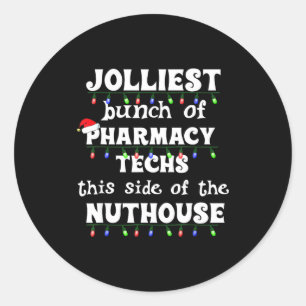 Funny Christmas Matching Group Work Pharmacy Techn Classic Round Sticker