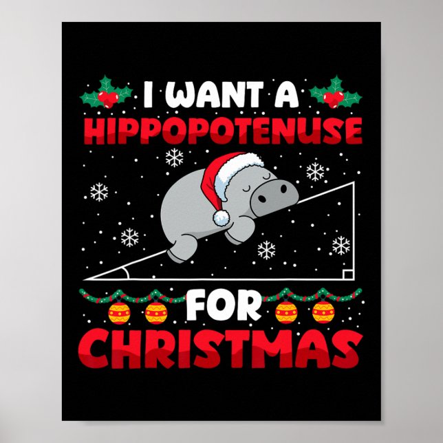 Funny Christmas Math Teacher Hippopotenuse Math Lo Poster (Front)