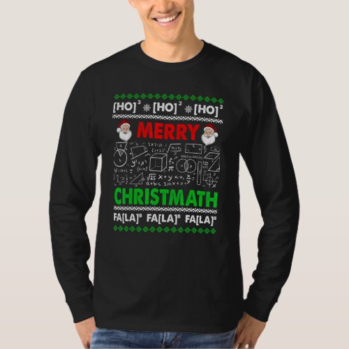 Funny Christmas Math Teacher Ugly Christmas Math T_Shirt