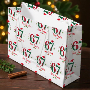 Funny Christmas Meme Six Seven 67 6 7 Holiday Large Gift Bag