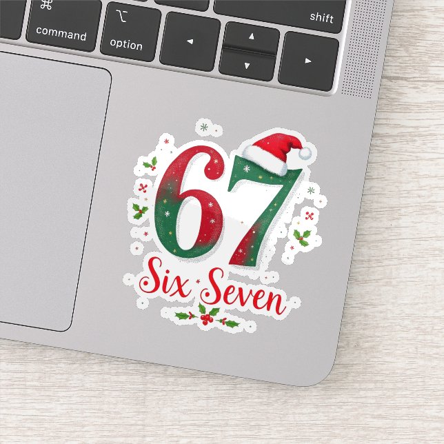 Funny Christmas Meme Six Seven 67 6 7 Holiday Sticker (Detail)