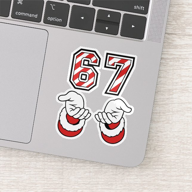 Funny Christmas Meme Six Seven 67 6 7 Holiday Sticker (Detail)