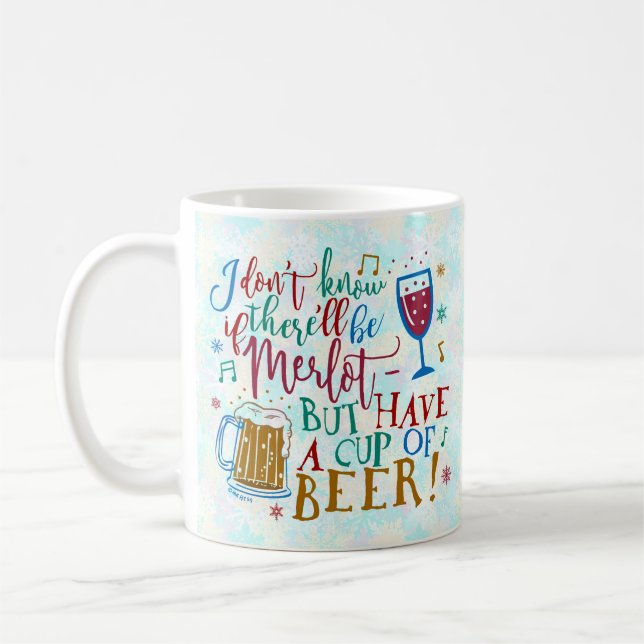Funny Christmas Merlot Wine Beer Typography Humor Coffee Mug (Left)