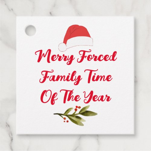 Funny Christmas Merry Forced Family Time Favor Tags