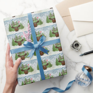 Funny Christmas Merry Kissmoose Wrapping Paper