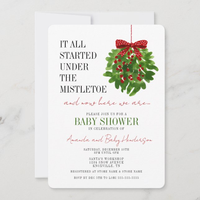 Funny Christmas Mistletoe Baby Shower Invitation (Front)