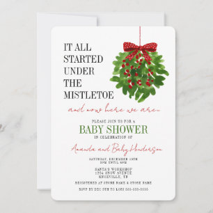 Funny Christmas Mistletoe Baby Shower Invitation