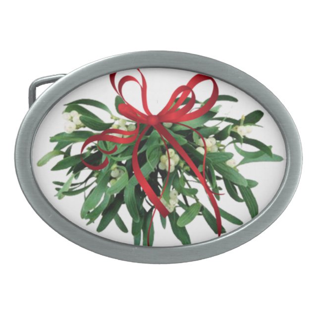 Funny Christmas Mistletoe Belt Buckle (Front)
