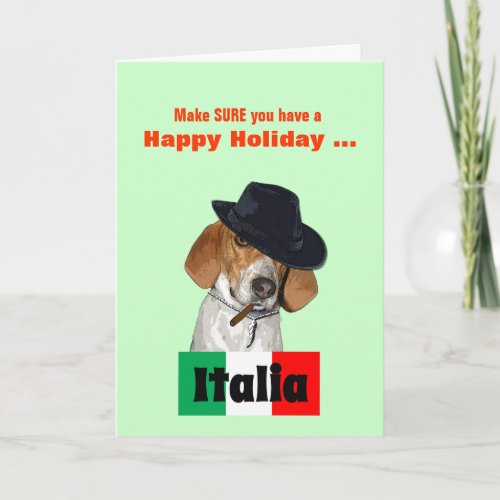 Funny Christmas Mobster Charley Dog Greeting Card