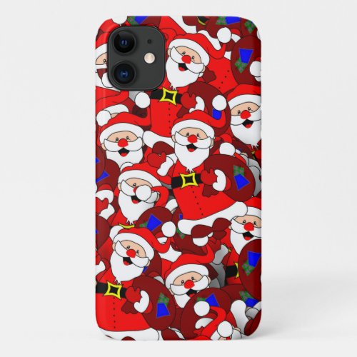 Funny Christmas Modern Whimsical Santa Collage iPhone 11 Case