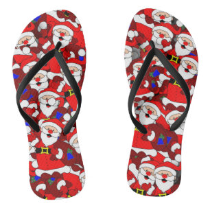 Funny Christmas Modern Whimsical Santa Collage Flip Flops