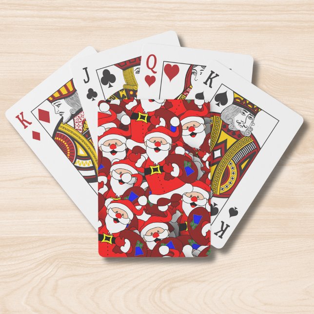 Funny Christmas Modern Whimsical Santa Collage Poker Cards (Creator Uploaded)