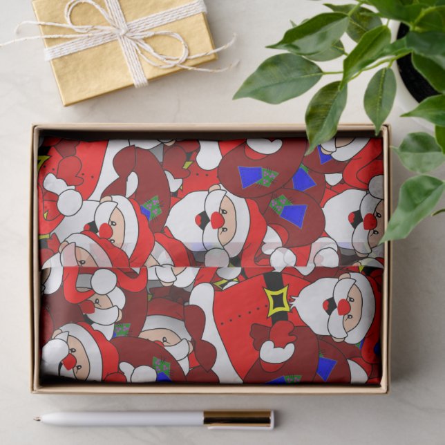 Funny Christmas Modern Whimsical Santa Collage Tissue Paper (Gift)