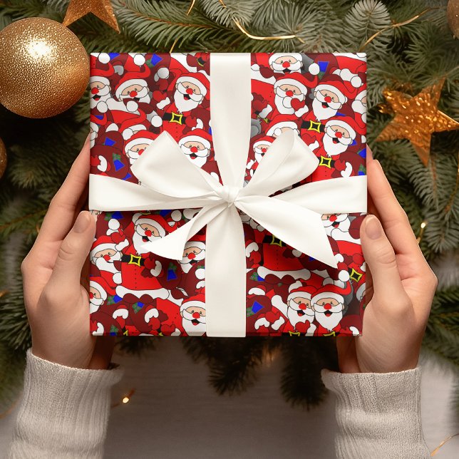 Funny Christmas Modern Whimsical Santa Collage Wrapping Paper (Creator Uploaded)