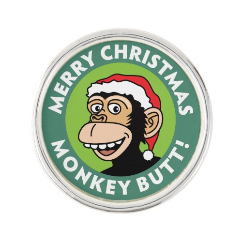 Funny Christmas Monkey Greeting Lapel Pin