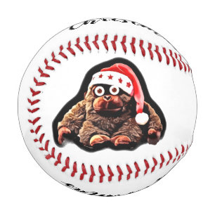 Funny christmas monkey on santa hat baseball