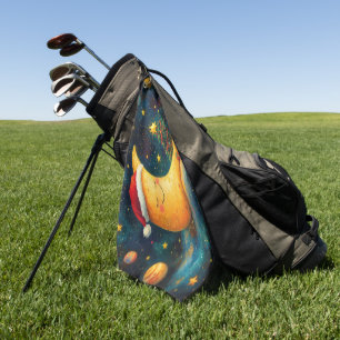 Funny Christmas Moon Galaxy Celebration Golf Towel