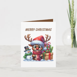 Funny Christmas moose add message  Holiday Card