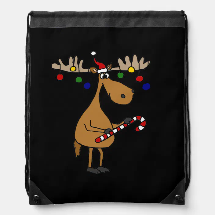 Drawstring Backpack Deer Christmas Bags 