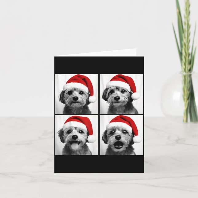 Funny Christmas Morkie Santa Dog Lover Photo Booth Card (Front)