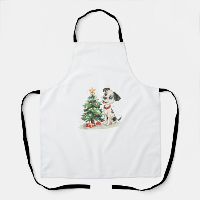 Funny Christmas Morning and Happy Dog Costume  Apron (Front)